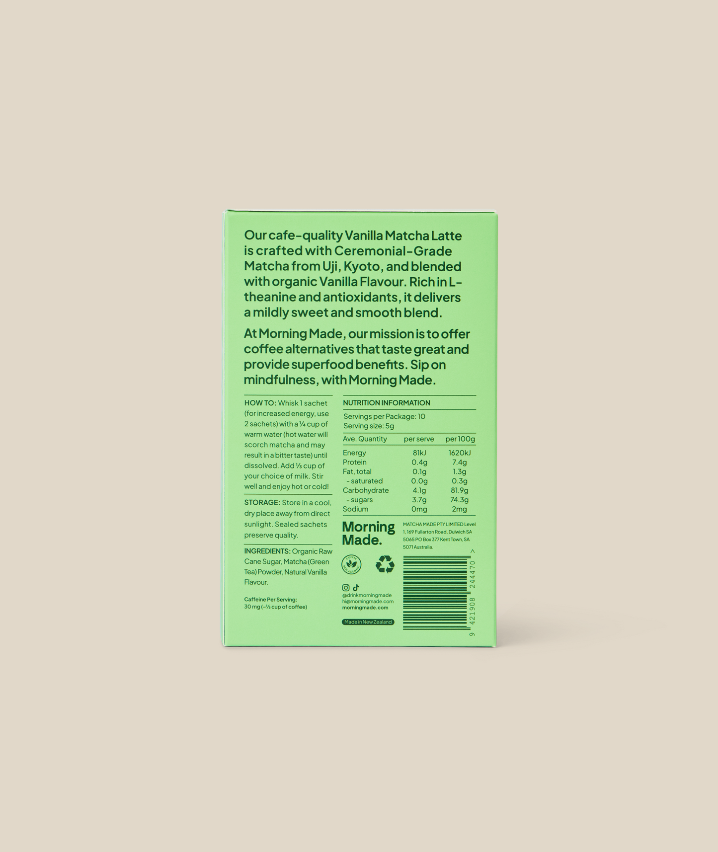 Vanilla Matcha Latte 20pk (10 Pack x 2)