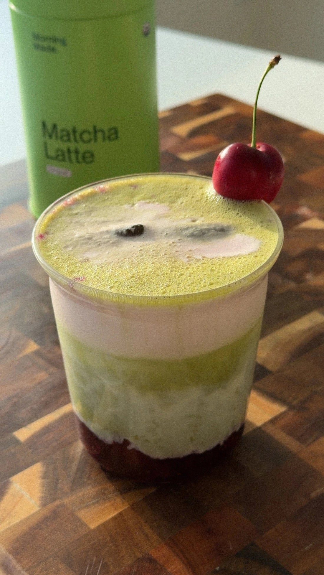 Cherry Cold Foam Matcha Latte