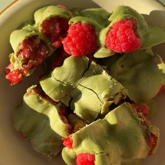 Raspberry Matcha Chocolate Bark